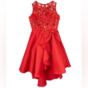 Three-Dimensional Sequin-Embellished Bodice/Cascading Satin-Skirted Ballgown